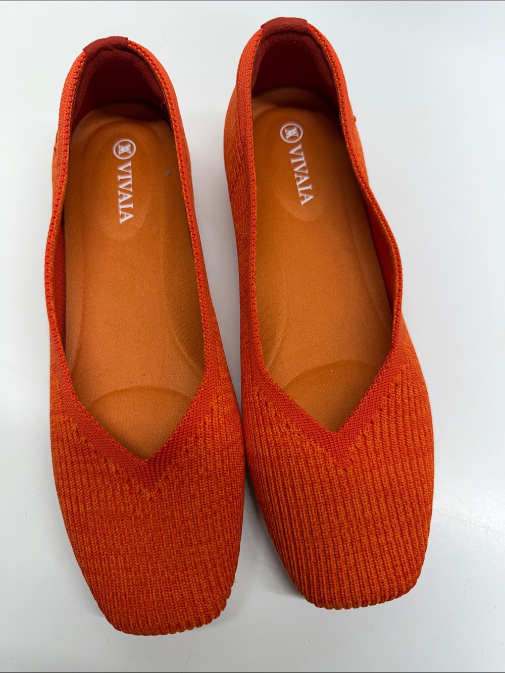 Vivaia Margot 2.0 Flats Slip On Washable Ballet Flat Shoes Square Toe Orange 6
